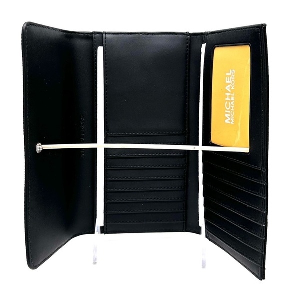 Michael Kors Large Trifold Wallet Black/Silver - Picture 7 of 8